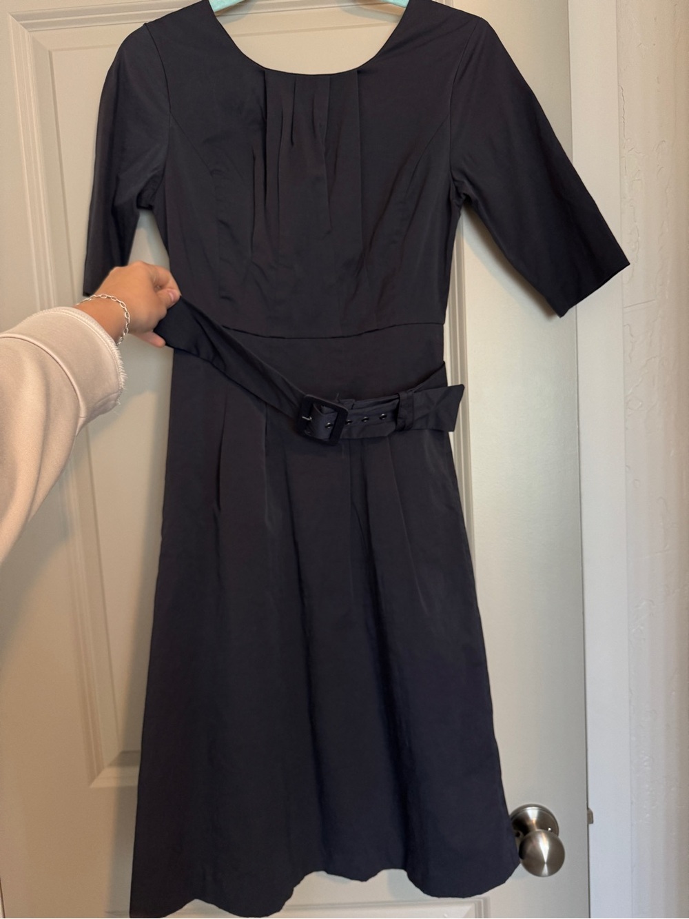 Mikarose Black Belted Midi Dress
